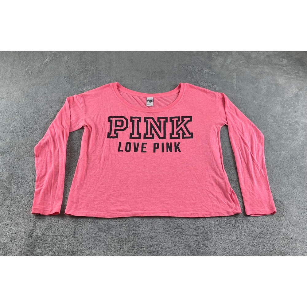 PINK by Victoria's Secret Long Sleeve Shirt Womens M Pink Love‎ Pink Graphic Tee